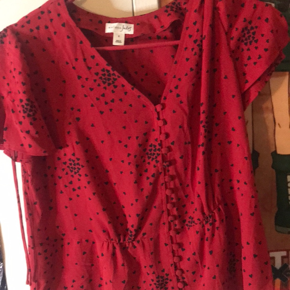 Madison Jules  red ladybug blouse